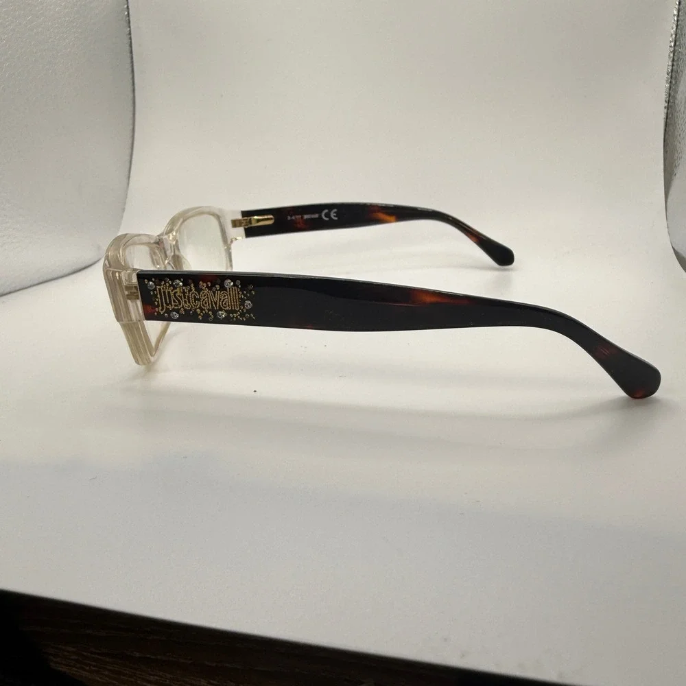 Just Cavalli Eyeglasses Women 54-15-135 Clear‎ Tortoise Rhinestone JC455